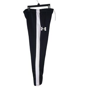 Under Armour Girls XL ColdGear Athletic Pants Storm Loose Fit Black White Sports